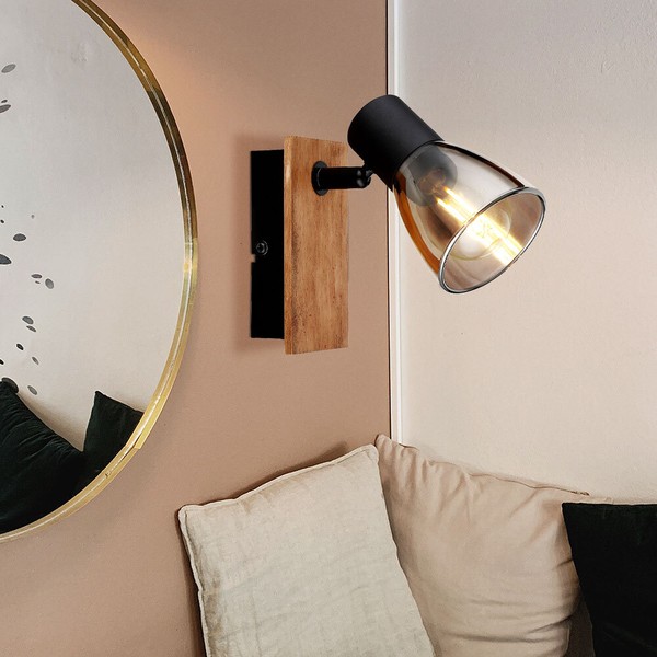 Wandleuchte Wandstrahler Flurleuchte Schlafzimmerlampe Holz Metall Big Light-image