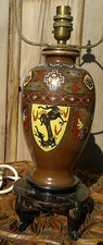 Antique Japanese "Cloisonne" Vase Lamp Dragon Bird & Floral Designs 