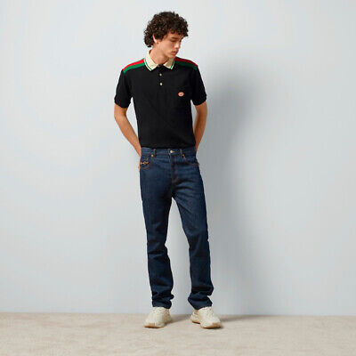 GUCCI Retro Embroidered Patch Men's Polo Shirt Short Sleeve GUCCI Retro Embroidered Patch Men's Polo Shirt Short Sleeve