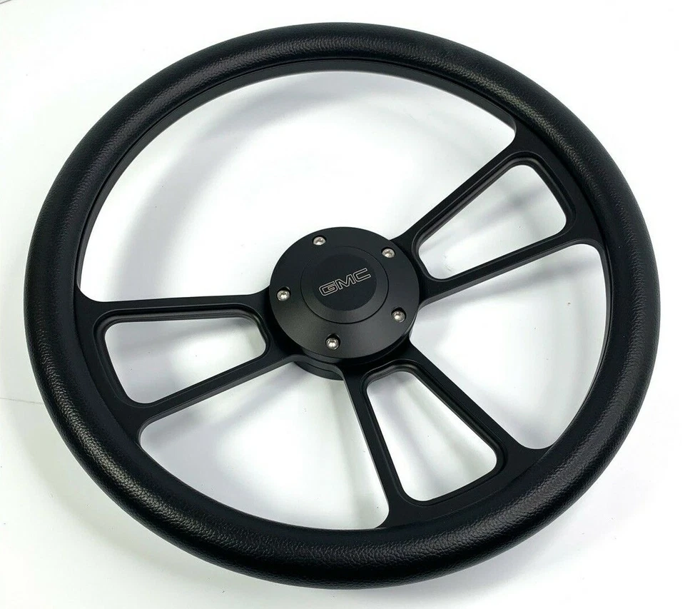 Volante negro 14" (medio envoltorio negro, botón de bocina GMC, adaptador A01) Foto 2 de 4