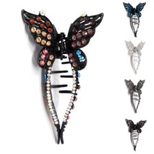 NEW Fancy Rhinestone Crystal long butterfly metal hair Clip Hair Claw Hairpin