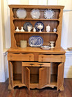 Vintage 1960s Solid Rock Maple Wood 2-Piece China Cabinet Hutch — photo 3