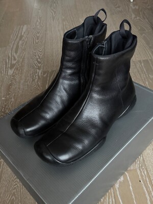 Prada Sport Lux Men's Black Leather Side-Zip Boots. Calzature Uomo