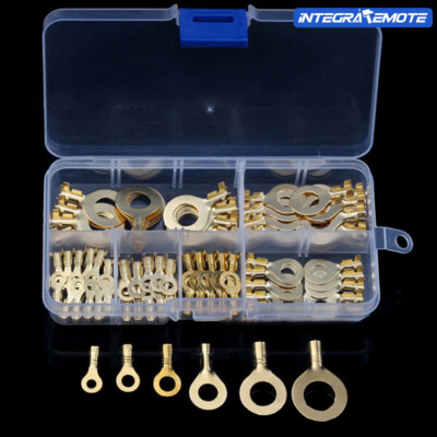 150PCS Ring Lugs Ring Eyes Copper Crimp Terminals Cable Lug Wire Connector Kits