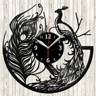 Peacock Vinyl Record Wall Clock Decor Handmade 2424