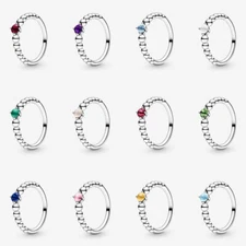 S925 Sterling Silver Birthstone Eternity Collection Circle Ring - Birthday Gift