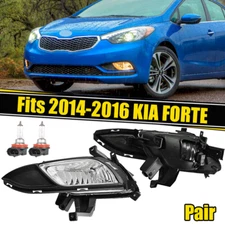 Fog Lights Lamps Bezels Assembly w/Bulbs Left&Right For 2014 2015 2016 Kia Forte