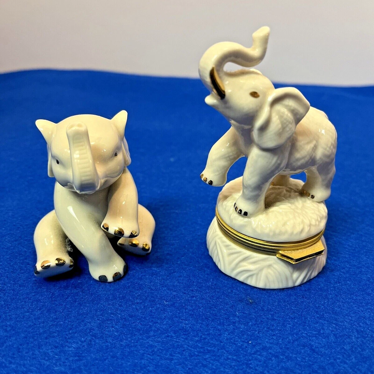 Lenox Elephant Sitting Trunk Raised and Lenox Treasures Good Luck