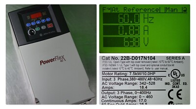 Alen-Bradley 22BD017N104 PowerFlex40 10HP Series A FRN:6.02, 3 Phase, AC Drive
