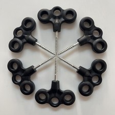 6 Carp Fishing Bivvy Brolly Stage Platform Screws Black Pegs Camping Tent Stakes