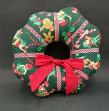 Vintage Handmade Christmas Wreath Gingerbread Candy Canes Green Red