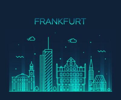 Wandbild: Frankfurt Skyline detaillierte Silhouette Trendy Vector [...]