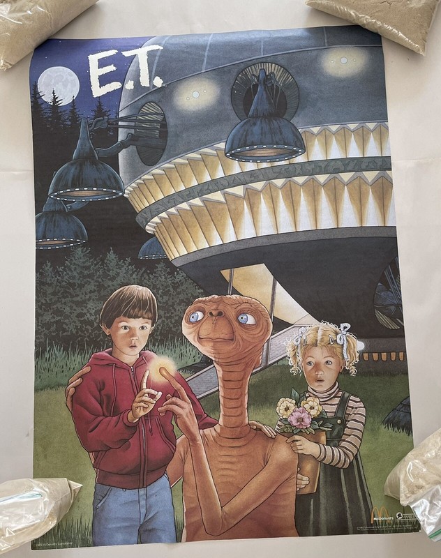 Vintage 1985 McDonald's Promotional E.T. Movie Poster Featuring Elliott & Gertie