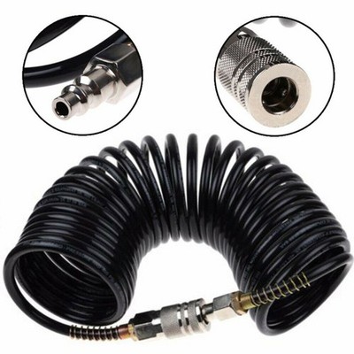 Coiled Air Hose 1/4 Inch Polyethylene Air Compressor Coil Hose Coupler Plug 25FT