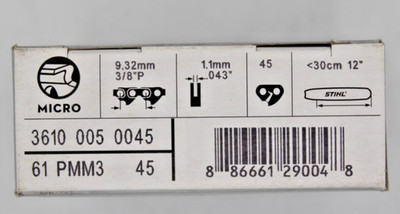 STIHL 61PMM3 45, 3610 005 0045 3/8'' .043G Picco Mini Micro 3