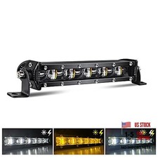 Slim Led Light Bar - Dual Color Strobe Light Single 7inch White Yellow Strobe
