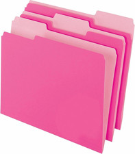 Two-Tone Color File Folders, Letter Size, 1/3 Cut, Pink, 100 per Box 152 1/3 PI