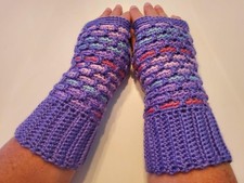 Women's Handmade Crochet/Knit Mosaic Fingerless/Texting Gloves
