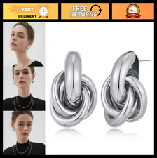 Trendy Gold Geometric Drop Earrings for Women - Chunky Knot Dangle Jewelry Gift