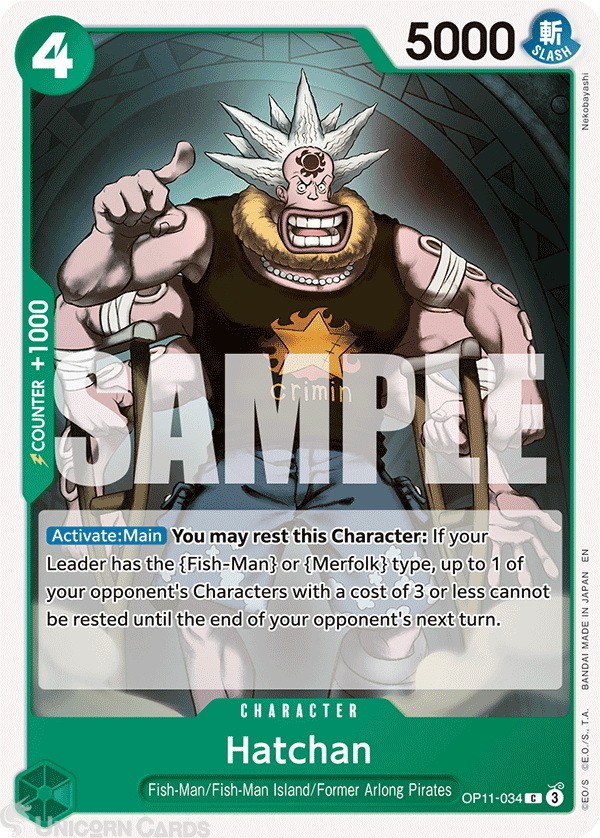 OP11-034 Hatchan : Common English One Piece TCG Card : OP11: A Fist Of Divine Sp