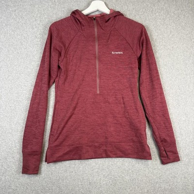 Simms Men's Size XS Insect Shield Red 1/4 Zip Pullover Fishing Shirt Long Sleeve