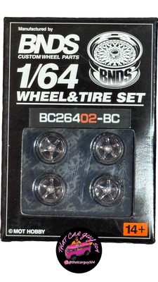 BNDS Custom Wheel Parts wheel Tyre Set,  Chrome 1:64 MOT Hobby BC26402BC