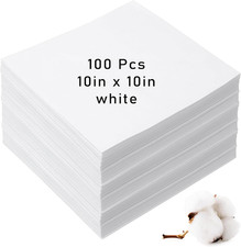 100 Pcs 10X10 Inches Cotton Fabric Squares Precut Quilting Fabric Bundles White