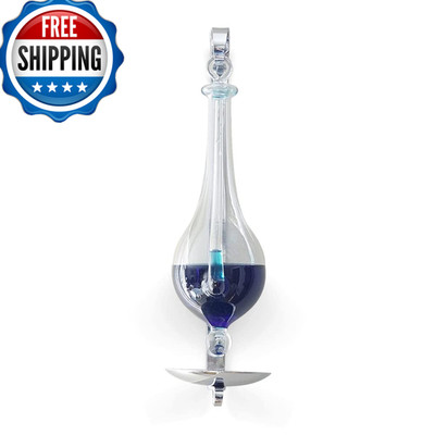 Ambient Weather B1025C Antique Storm Glass Wall Mount Liquid Barometer Drip Cup