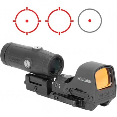 Holosun 510C HM3X Red MRS Solar Reflex & 3X Magnifier Optic Combo W/QD Mounts