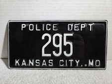 Obsolete 1960s Kansas City Missouri Police Department License Plate 295 Obsolete 1960s Kansas City Missouri Police Department License Plate 295