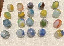 Lot of Glass Toy Marbles Mixed Colors Swirl Style Machine Made 18-20 pcs