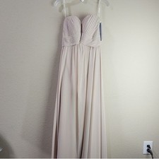 Mori Lee by Madeline Gardner Strapless Chiffon Gown Champagne Size 10 Fit Like 8