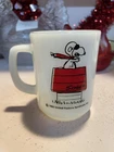 Fire‑King Vintage Snoopy “Curse You Red Baron” Milk Glass Mug