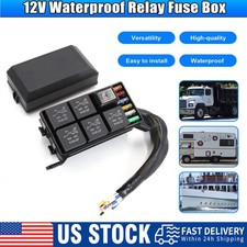 12V Fuse Relay Box With 6 Relays And 6 Way ATC/ATO Fuses For Car Marine Boat New