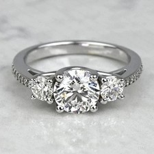 Three Stone Wedding Ring 2Ct Round Lab Created Diamond 14K White Gold Plated