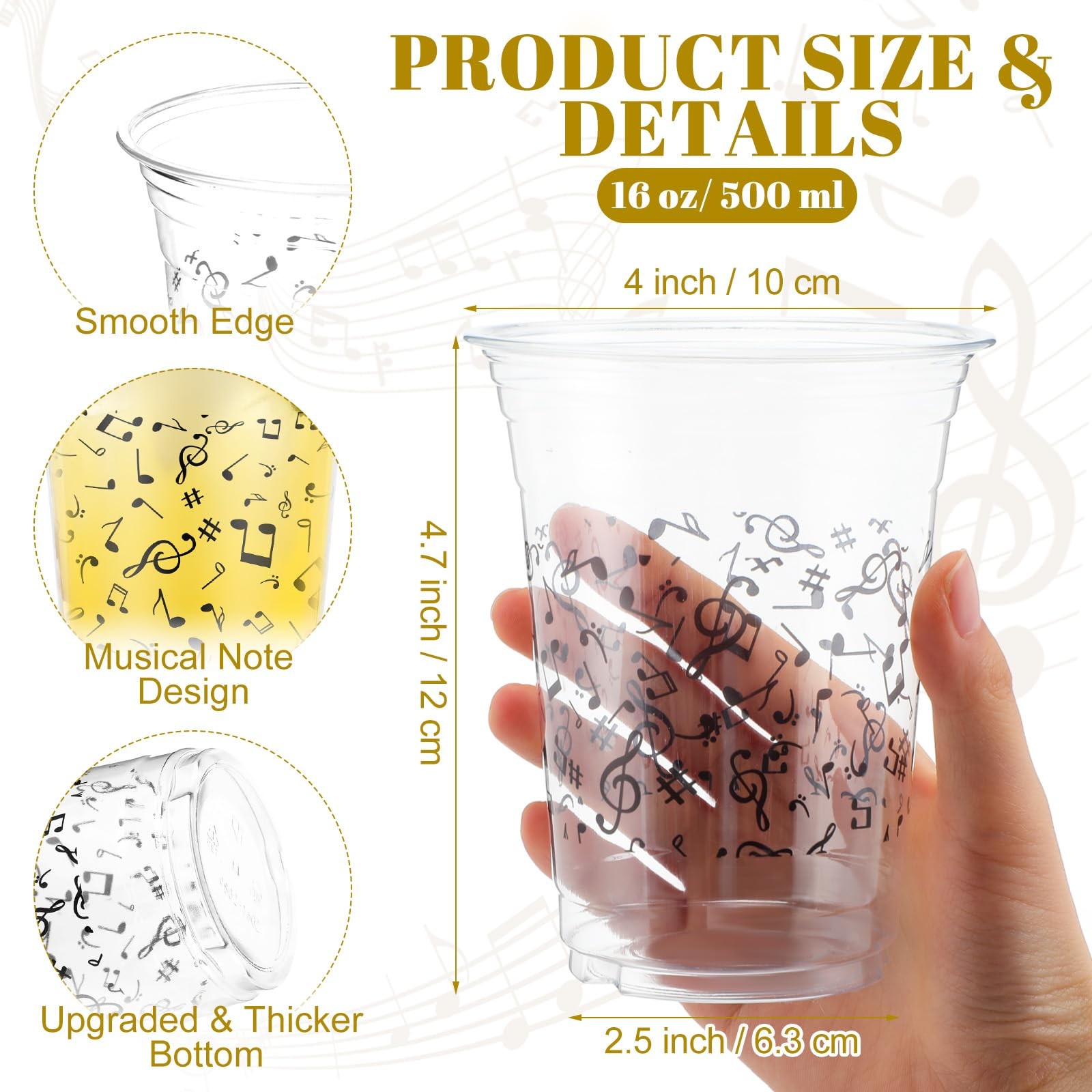 100 Pcs Music Themed Party Favors Musical Note Party Supplies Bulk 16 oz Clea...