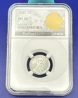 RARE 1943 D STEEL CENT WW2 PARACHUTE FRAGMENT BY NGC MS66