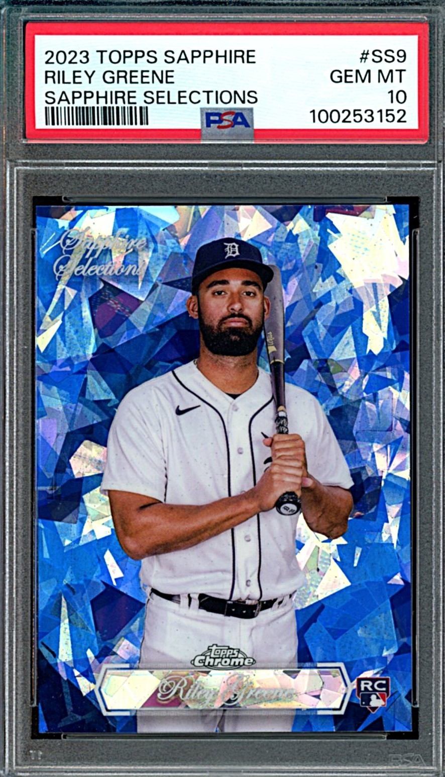 2023 Topps Chrome Riley Greene Sapphire Selections Rookie PSA 10