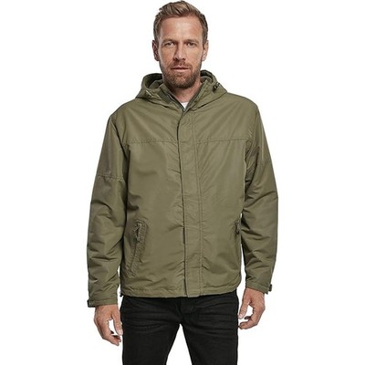 BRANDIT INDIVIDUAL WEAR Frontzip Windbreaker Olive Fleece-Lined Full Zip Jacket
