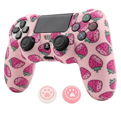 Pink PS4 Controller Skin & Thumb Grips - Silicone Cover for PS4/Slim/Pro