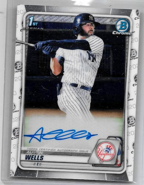 AUSTIN WELLS 2020 BOWMAN CHROME CERTIFIED AUTOGRAPH  ROOKIE