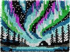 Aurora Borealis Latch Hook Kits for Adults 20x15 In., Rug