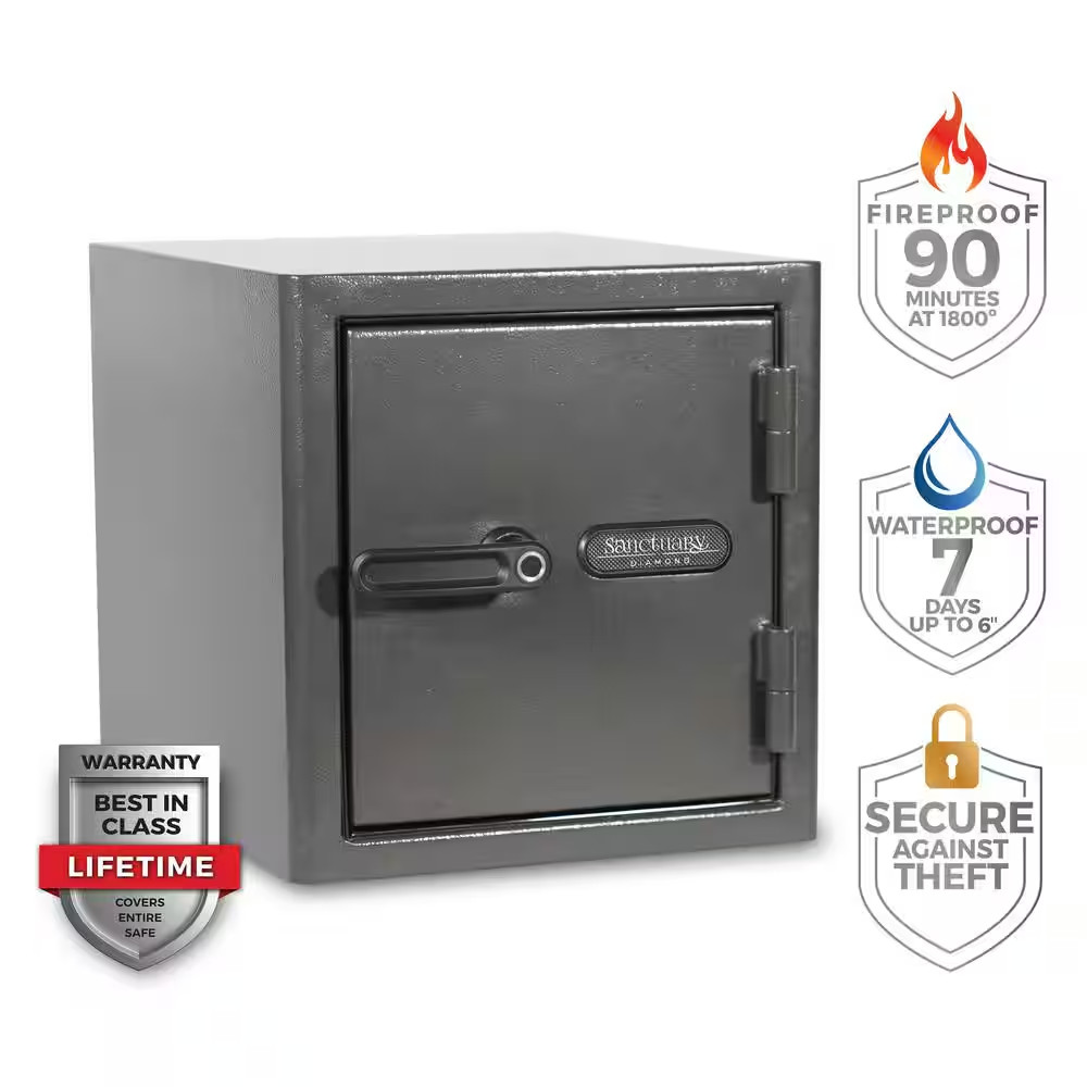 Diamond 1.32 Cu. Ft. Fireproof/Waterproof Home & Office Safe with Biometric Lock