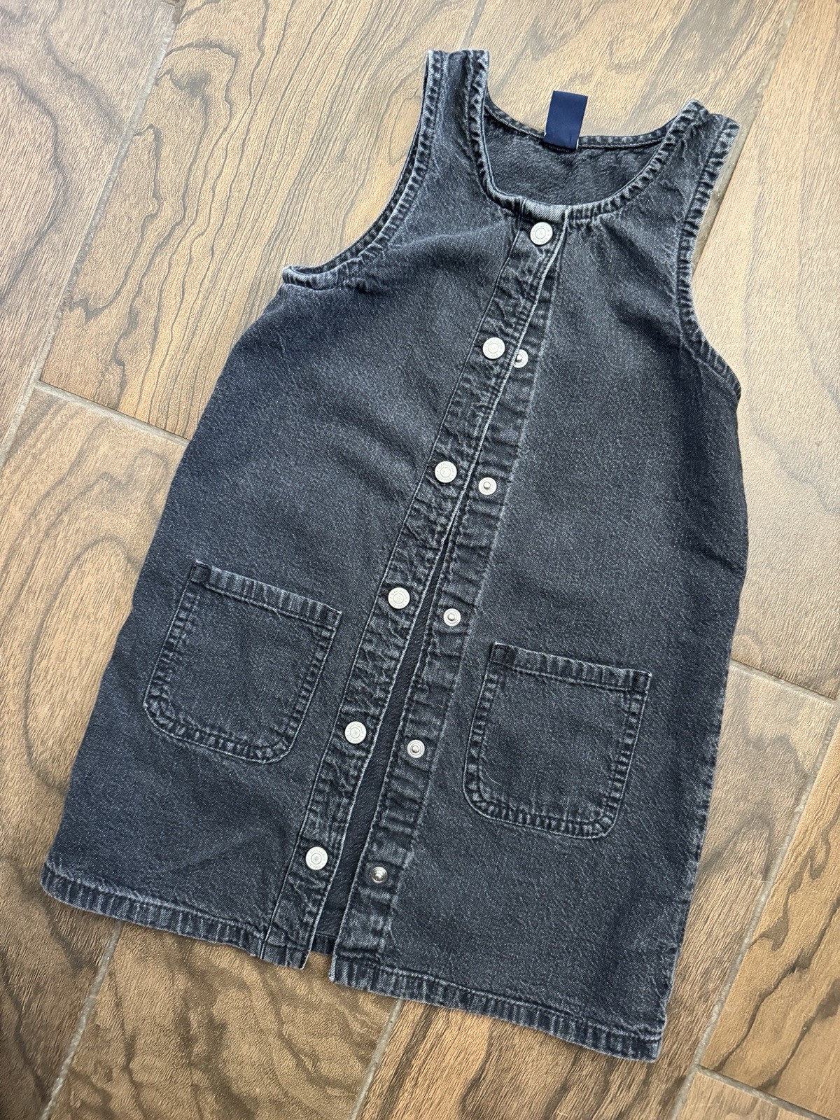 Baby Gap Toddler Girls Black Denim Button Front Dress Size 5 Years Sleeveless