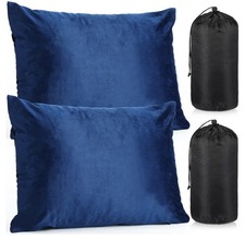 2 Pack Camping Pillow for Sleeping Shredded Memory Foam Travel Medium Blue