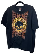 Harley Davidson Distressed Graphic T-Shirt Size XL Back Print Charlotte NC