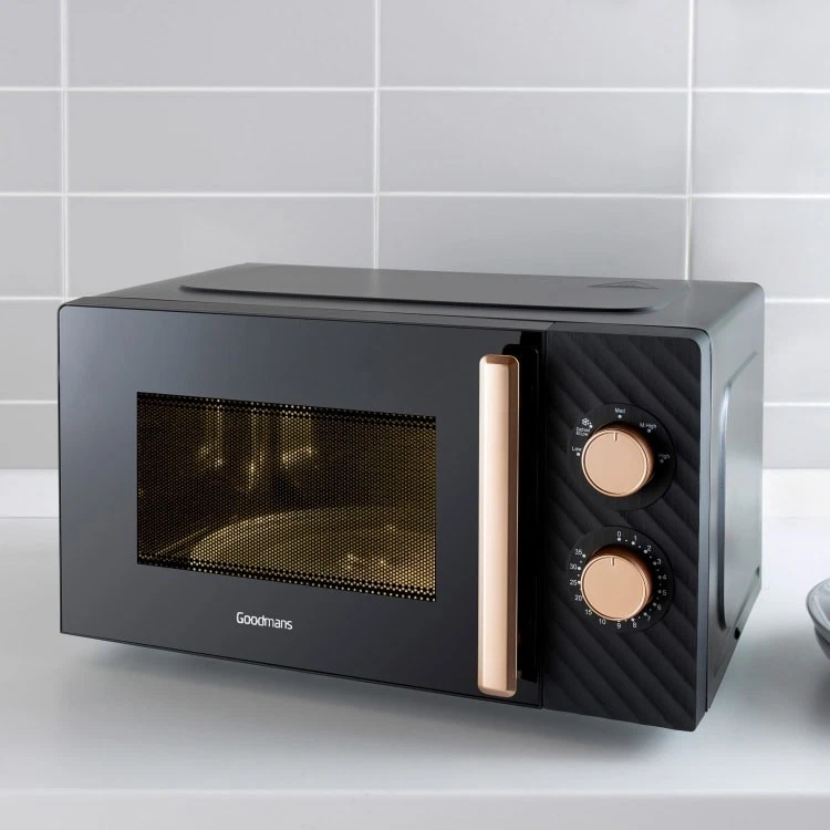 Goodmans Wave Effect Viewing Door Finish Microwave 20L - Black & Rose Gold 700W