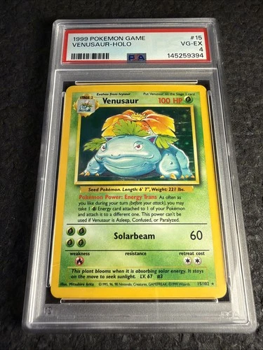 1999 Pokémon Base Set Venusaur Holo Rare PSA 4 #15/102 English TCG Unlimited