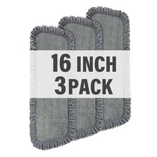 16.5" Microfiber Mop Pads Refills, 3 Pack Reusable 16 Inch, 16"grey Rolled 3