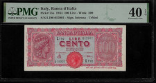 Italy 100 Lire 1944 PMG 40 EPQ   Series L 190